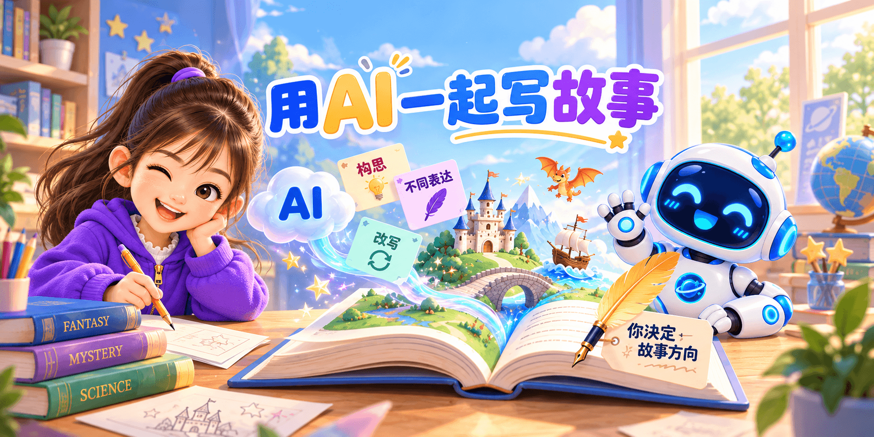 用 AI 一起写故事 Banner