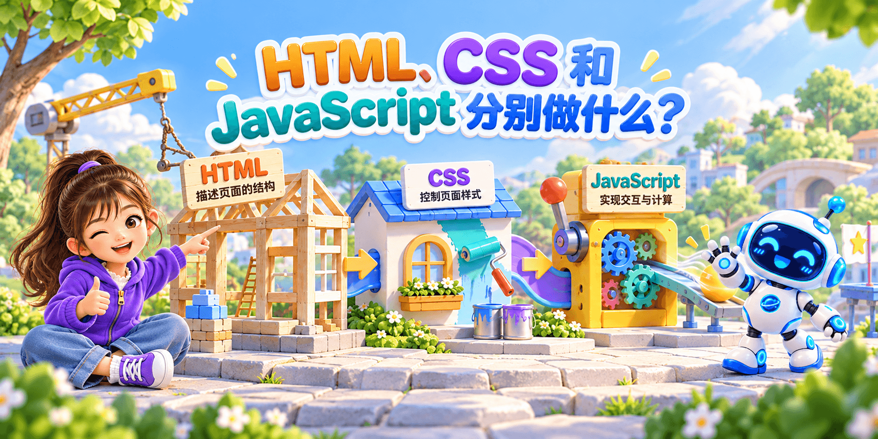 HTML、CSS 和 JavaScript 分别做什么？ Banner