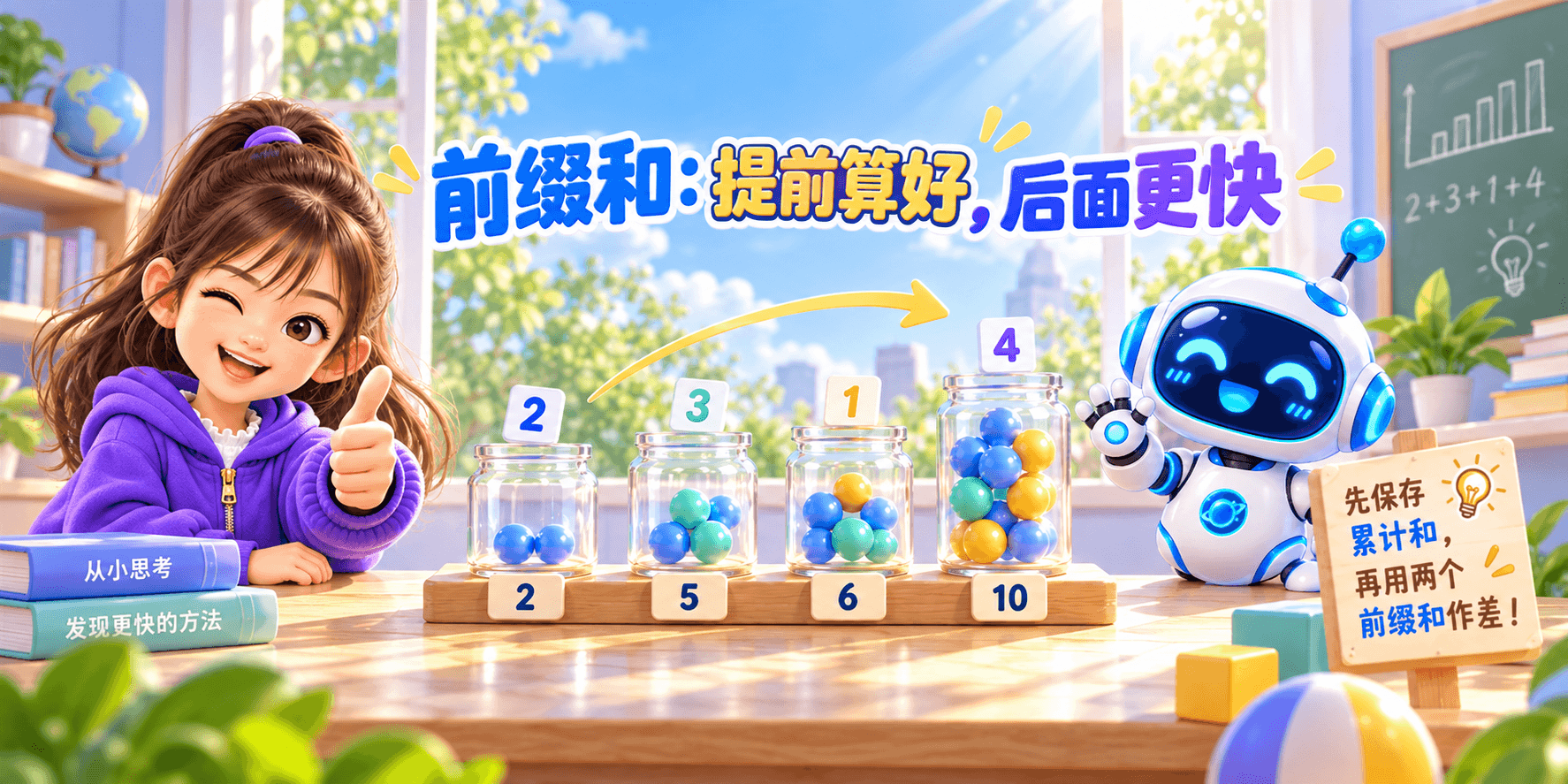 前缀和：提前算好，后面更快 Banner
