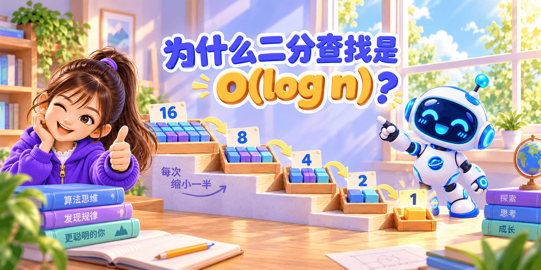 为什么二分查找是 O(log n)？ Banner